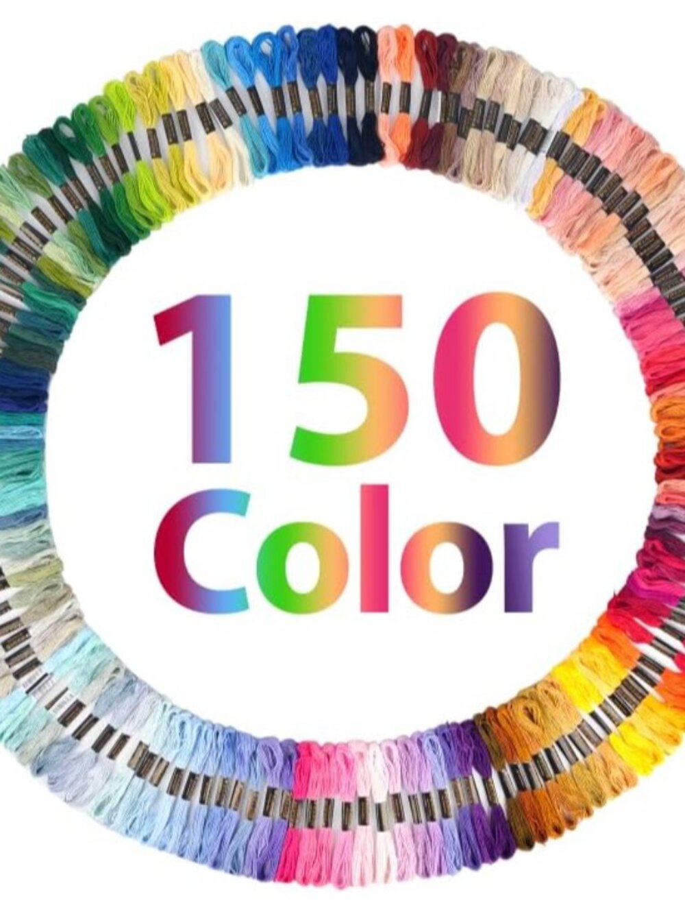 150 Color Skeins Rainbow Color Embroidery Floss,Cross Stitch Threads, Bracelet Y